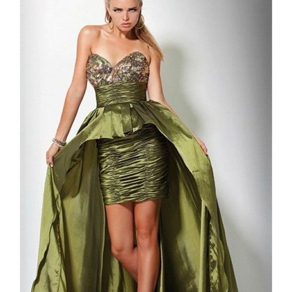 Jovani Dresses & Skirts - Jovani Olive Camo Diamond Strapless Dress Size 8